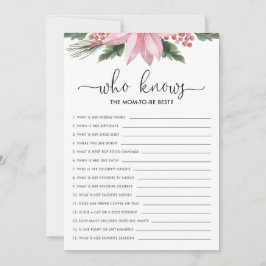 Pink Poinsettia Wer Mama Baby Shower Game kennt Einladung