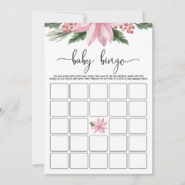 Pink Poinsettia Winter Baby Dusche Bingo Spiel Einladung