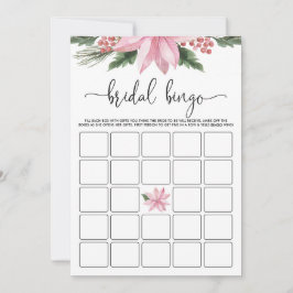 Pink Poinsettia Winter Brautparty Bingo Game Einladung