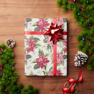 Pink Poinsettias auf Creme Background Geschenkpapier