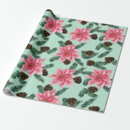 Pink Poinsettias in Green Geschenkpapier