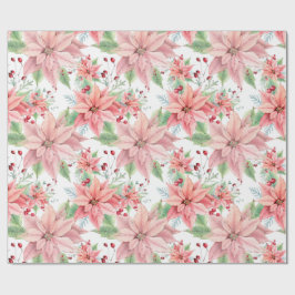 Pink Poinsettias Weihnachtsmuster Blume Geschenkpapier
