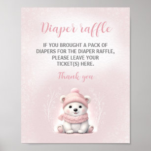 Pink Polar Bear Babydusche Windelwindeln Schild