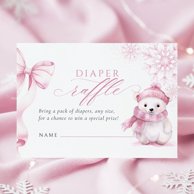 Pink Polar Bear Diaper Raffle Card Begleitkarte (Von Creator hochgeladen)