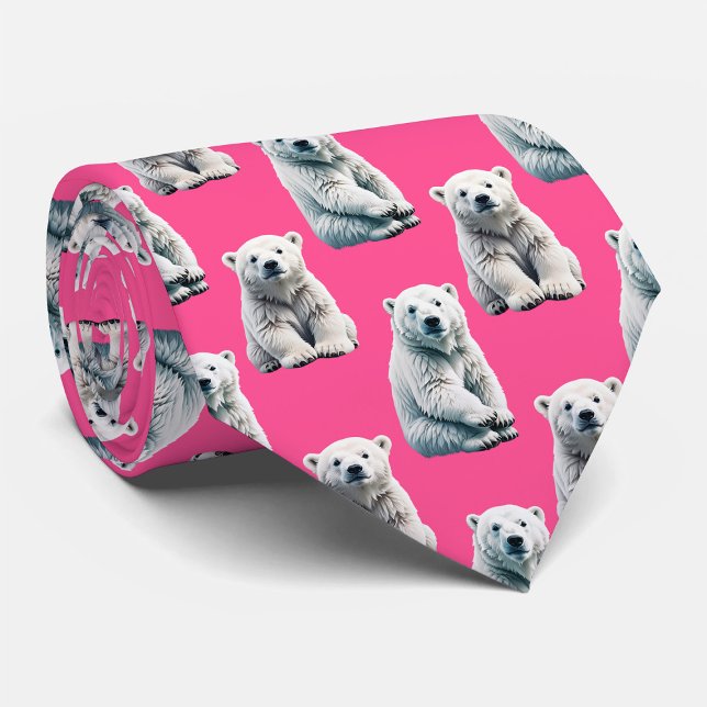 Pink Polar Bear Pattern Design  Krawatte (Von Creator hochgeladen)