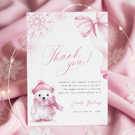 Pink Polar Bear Thank You Card Dankeskarte