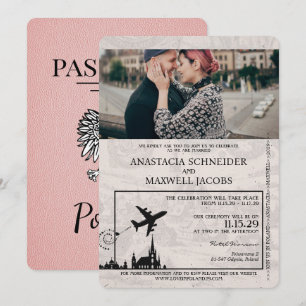 Pink Polen Pass Einladung zur Hochzeit