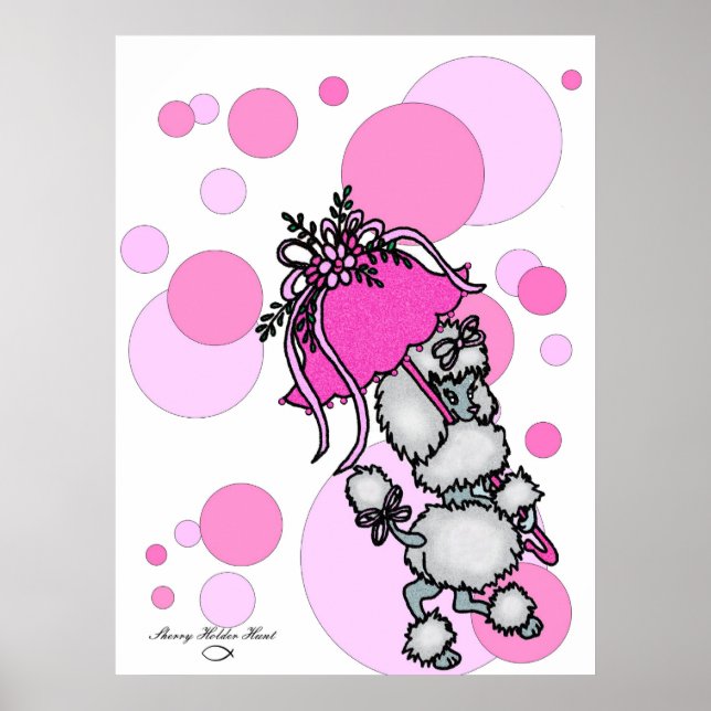 Pink Polk-a-dot Poodle Poster (Vorne)