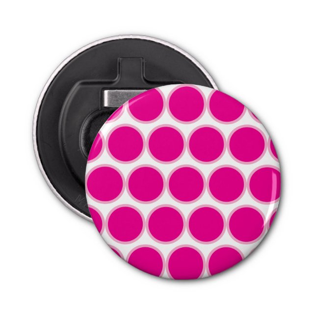 Pink Polka Button Flaschenöffner (Vorderseite)