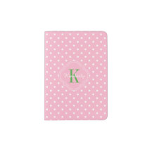 Pink Polka Dog Green Monogramm