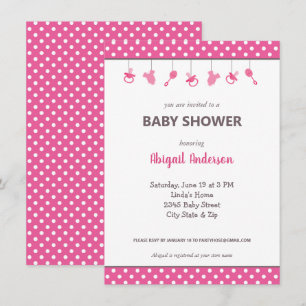 Pink Polka Dot Baby Girl Dusche Einladung