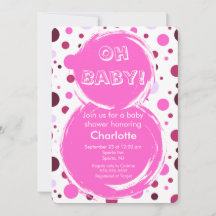 Pink polka dot Baby Shower Invitation