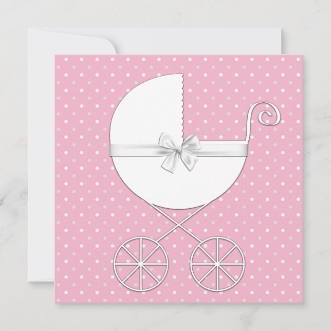 Pink Polka Dot Baby Shower Invitations (Devant)
