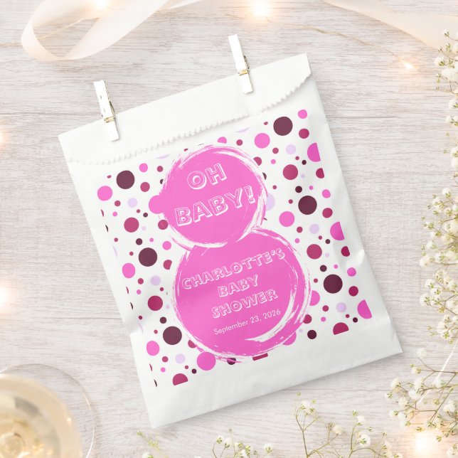 Pink polka dot baby shower Paper Geschenktütchen (Ausgeschnitten)