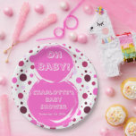 Pink polka dot baby shower Paper plates Pappteller<br><div class="desc">Celebrate the upcoming arrival of baby with these pink polka dot and painterly,  baby shower paper plates!</div>