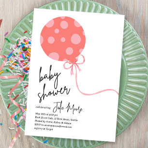 Pink Polka Dot Balloon Babydusche Einladung