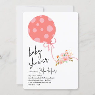 Pink Polka Dot Balloon Blume Babydusche Einladung