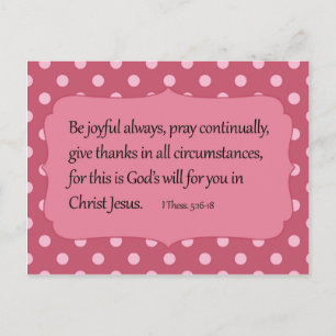 Pink Polka Dot Be Joyful Bible Verse Postkarte