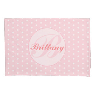 Pink Polka Dot Blume Mit Monogramm Kissen Fall Kissenbezug