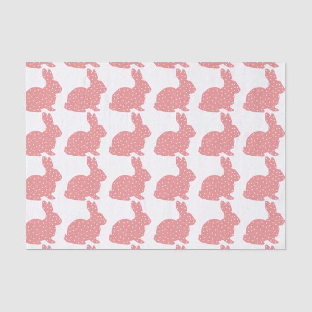 Pink Polka Dot Bunnies Tissue Paper Seidenpapier (Vorderseite)