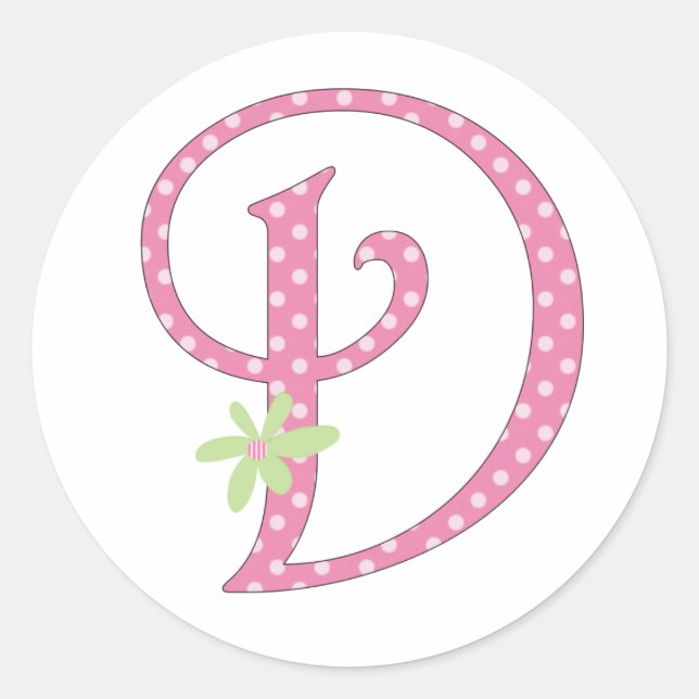 Pink Polka Dot D Runder Aufkleber (Vorderseite)