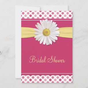 Pink Polka Dot Daisy Invitation à la douche nuptia