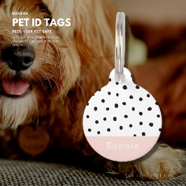 Pink Polka Dot Dog Pet Tag Small Haustiermarke