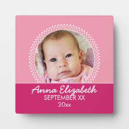 Pink Polka Dot Foto Frame Baby Girl Fotoplatte