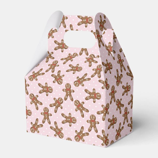 Pink Polka Dot Gingerbread Mann Weihnachtskeks Geschenkschachtel (Vorderseite)