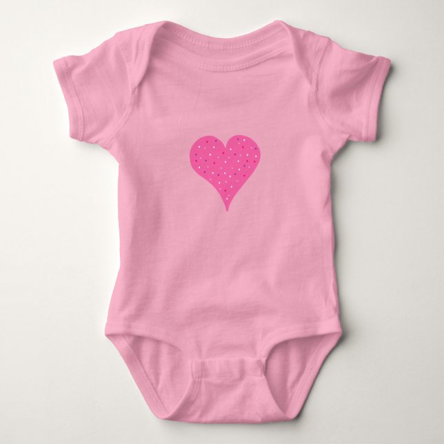 Pink Polka Dot Heart Baby Strampler (Vorderseite)