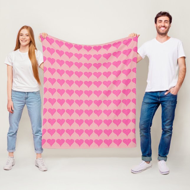 Pink Polka Dot Hearts Fleecedecke (Beispiel)