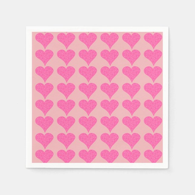 Pink Polka Dot Hearts Serviette (Vorderseite)