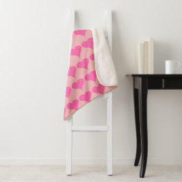 Pink Polka Dot Hearts Sherpadecke