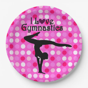 PINK POLKA DOT I LIEBE GYMNASTICS PAPIERTELLER