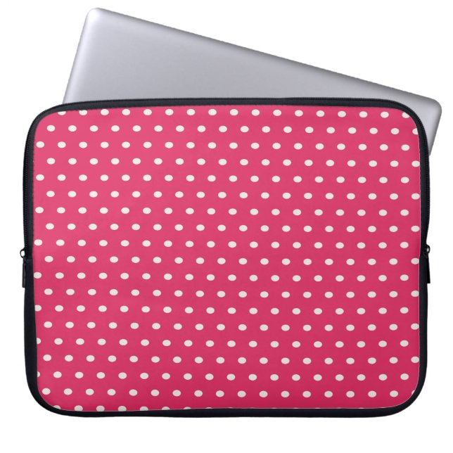 Pink Polka Dot Laptop Case (Vorderseite)