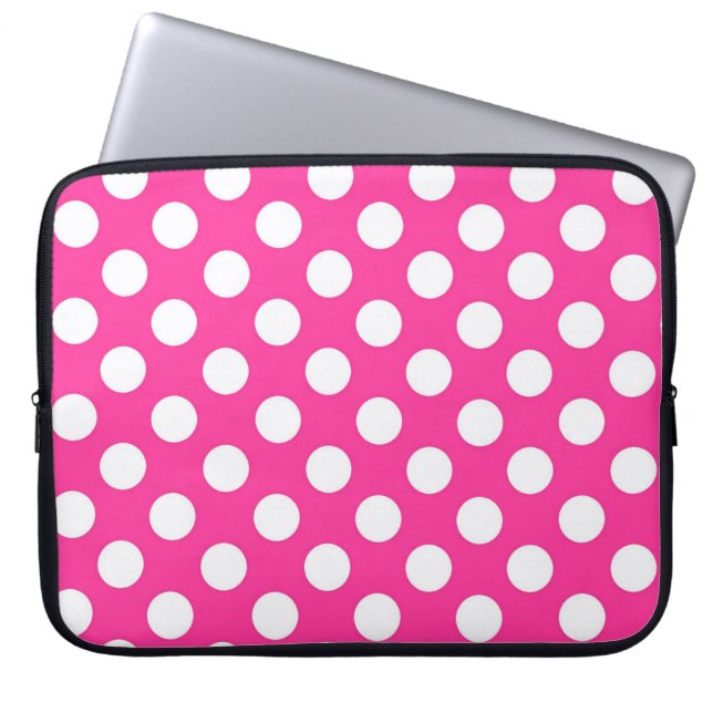 Pink Polka Dot Laptop Sleeve (Vorderseite)
