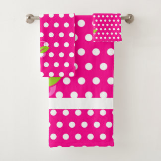 Pink polka-dot Logo Badehandtuch Set
