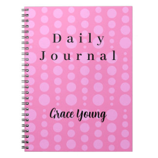 Pink Polka Dot Minimal Typography Design Notizblock