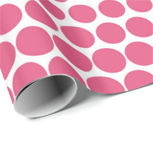 Pink Polka Dot Modern White Geschenkpapier