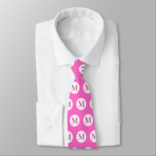 Pink Polka Dot Monogram Krawatte