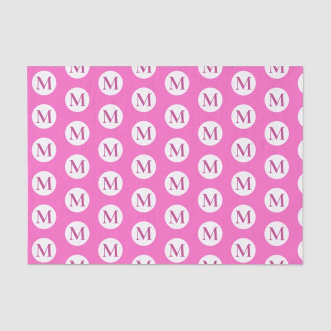 Pink Polka Dot Monogram Seidenpapier (Vorderseite)