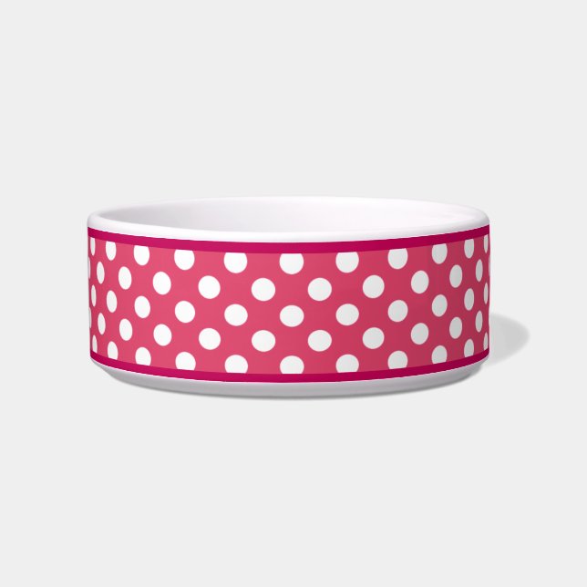 Pink Polka Dot Muster Kleine Keramik Dog Bowl Napf (Rechts)