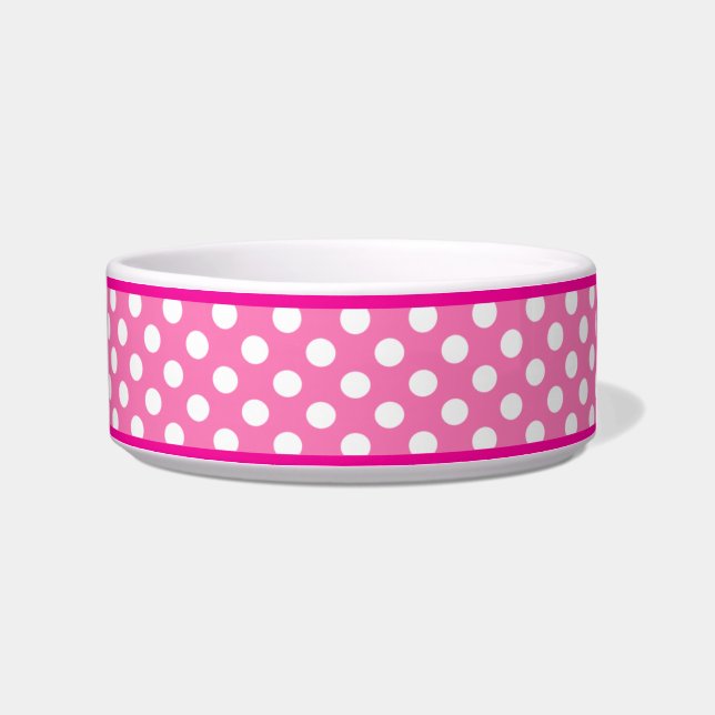 Pink Polka Dot Muster Kleine Keramik Dog Bowl Napf (Rechts)