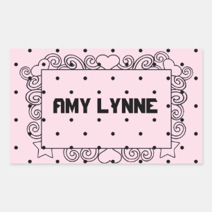 Pink Polka Dot Name Stickers