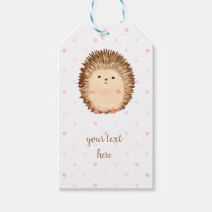 Pink Polka Dot Niedlicher Igel Geschenketiketten Geschenkanhänger