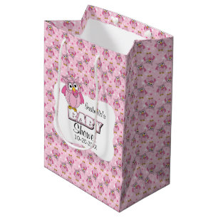 Pink Polka Dot Owl Baby Dusche Thema Mittlere Geschenktüte