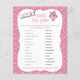 Pink Polka Dot Owl Babydusche Thema Süßes Bar Flyer
