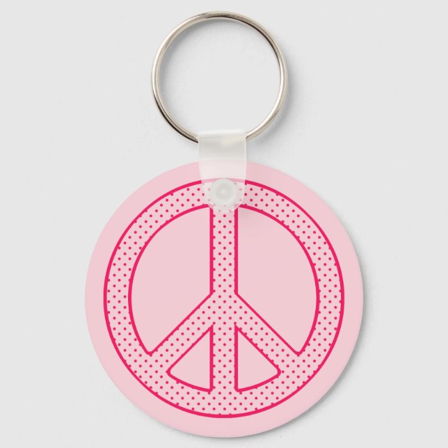 Pink Polka Dot Peace Schlüsselanhänger (Vorderseite)