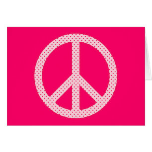 Pink Polka Dot Peace Symbol Grußkarte