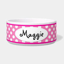 Pink Polka Dot Personalisiert Kleinhundeschale